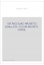 DE NICOLAO MUSETO (GALLICE: COLIN MUSET). (1893).