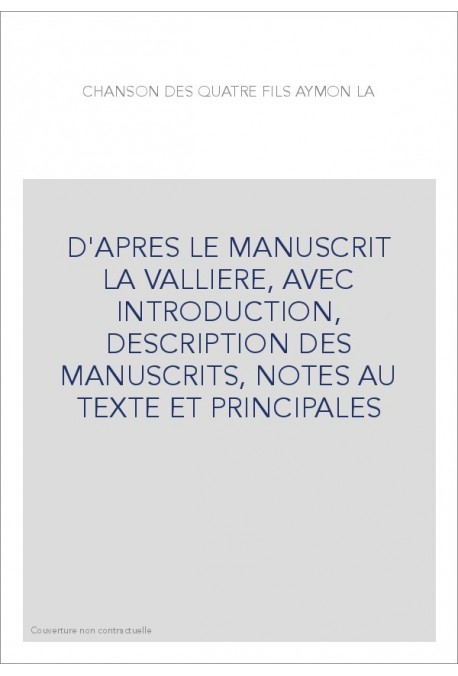 LA CHANSON DES QUATRE FILS AYMON.