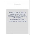 INDEX DU MERCURE DE FRANCE (1672-1832) DONNANT L'INDICATION, PAR ORDRE ALPHABETIQUE, DE TOUTES LES NOTICES, M