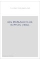 DES MANUSCRITS DE BUFFON. (1860).