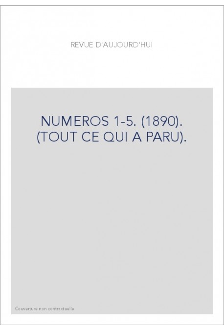 REVUE D'AUJOURD'HUI. (1890).