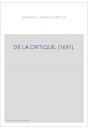 DE LA CRITIQUE. (1691).