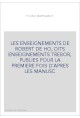 LES ENSEIGNEMENTS DE ROBERT DE HO, DITS ENSEIGNEMENTS TREBOR, PUBLIES POUR LA PREMIERE FOIS D'APRES LES MANUS