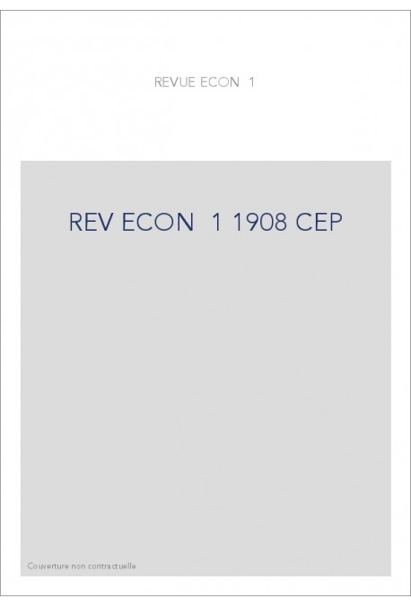 REVUE D'HISTOIRE ECONOMIQUE ET SOCIALE T1(1908)