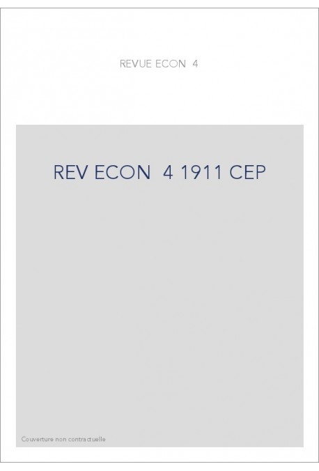 REVUE D'HISTOIRE ECONOMIQUE ET SOCIALE T4 (1911)
