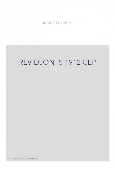REVUE D'HISTOIRE ECONOMIQUE ET SOCIALE T5(1912)