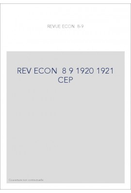 REVUE D'HISTOIRE ECONOMIQUE ET SOCIALE T8-9(1920-1921)