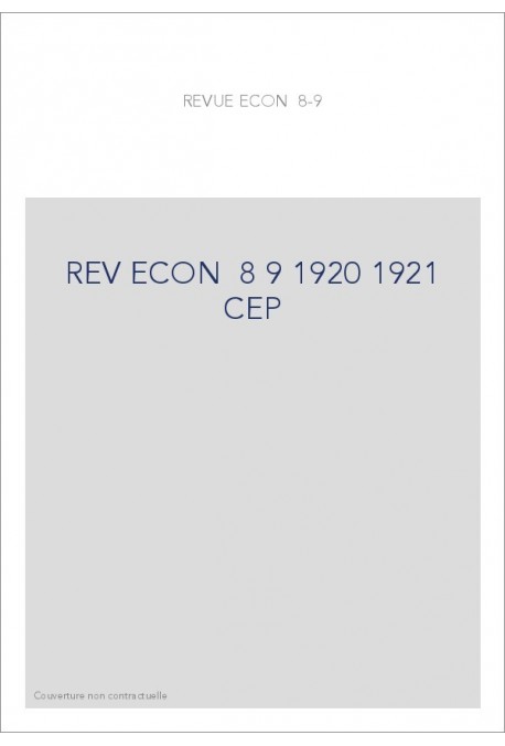 REVUE D'HISTOIRE ECONOMIQUE ET SOCIALE T8-9(1920-1921)