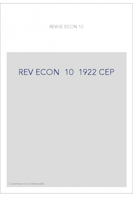 REVUE D'HISTOIRE ECONOMIQUE ET SOCIALE T10(1922)