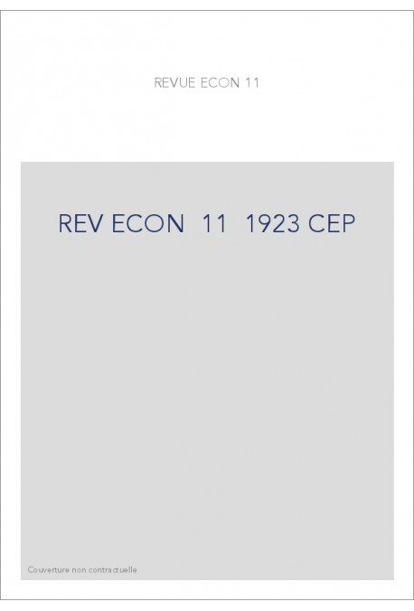 REVUE D'HISTOIRE ECONOMIQUE ET SOCIALE T11(1923)