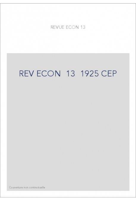 REVUE D'HISTOIRE ECONOMIQUE ET SOCIALE T13(1925)