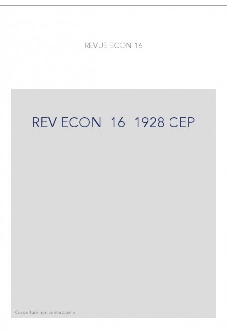 REVUE D'HISTOIRE ECONOMIQUE ET SOCIALE T16(1928)