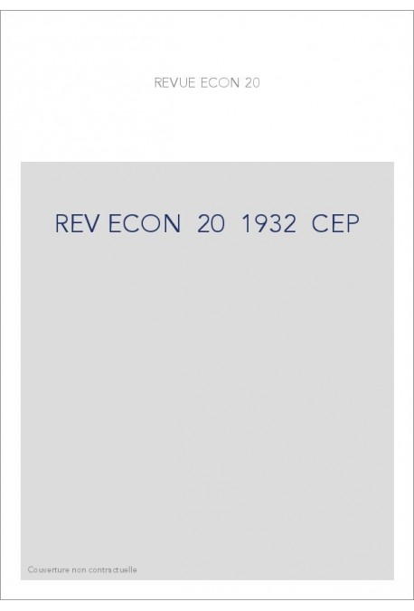 REVUE D'HISTOIRE ECONOMIQUE ET SOCIALE T20(1932)