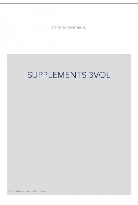 SUPPLEMENTS AU REPERTORIUM BIBLIOGRAPHICUM DE HAIN (1895)