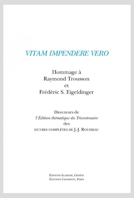VITAM IMPENDERE VERO