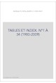 TABLES ET INDEX. N°1 À 34 (1980-2009)