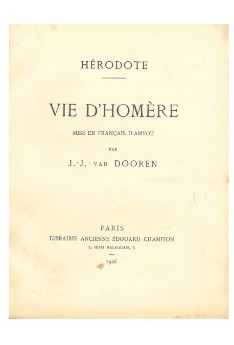 VIE D'HOMÈRE,