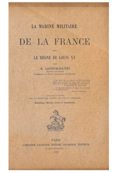 LA MARINE MILITAIRE DE LA FRANCE SOUS LE RÈGNE DE LOUIS XV.