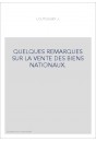 QUELQUES REMARQUES SUR LA VENTE DES BIENS NATIONAUX.