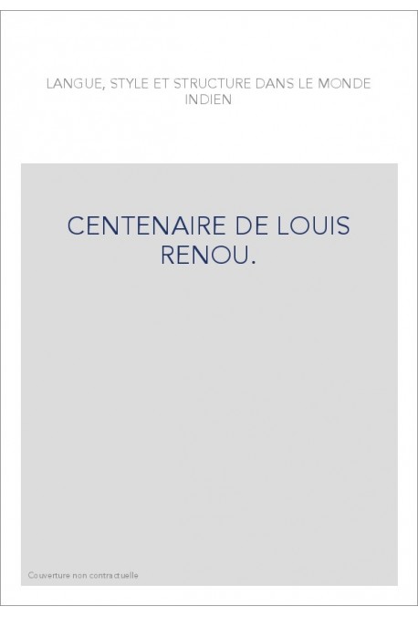 LANGUE, STYLE ET STRUCTURE DANS LE MONDE INDIEN