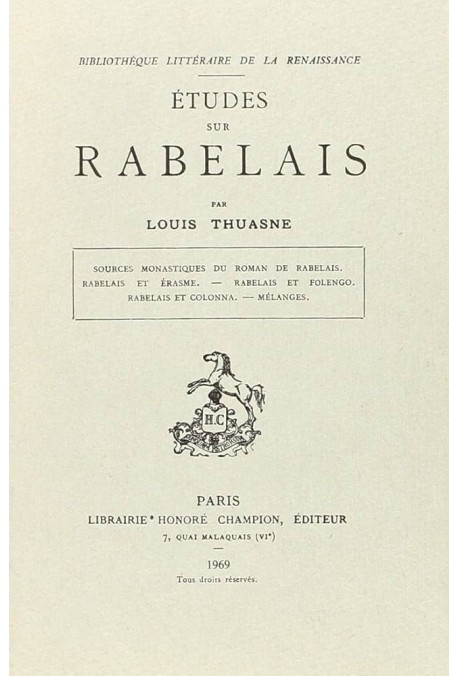 ETUDES SUR RABELAIS