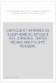 CRITIQUE ET AFFAIRES DE BLASPHEME A L'EPOQUE DES LUMIERES.