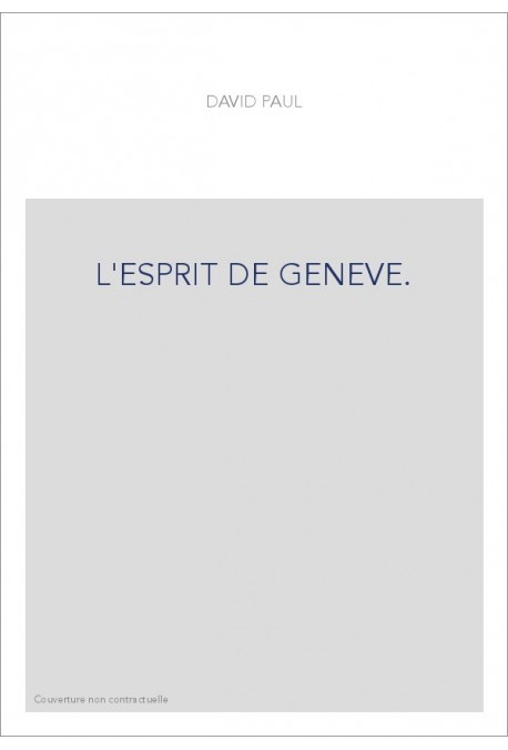 L'ESPRIT DE GENEVE.