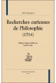 RECHERCHES CURIEUSES DE PHILOSOPHIE (1714)