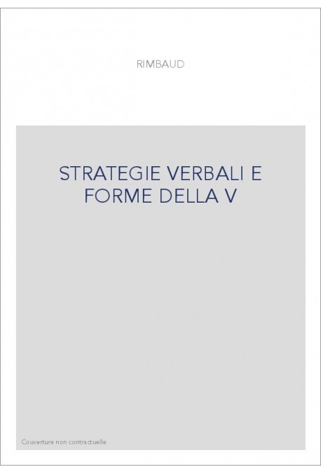 STRATEGIE VERBALI E FORME DELLA V