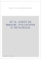 JOSEPH DE MAISTRE : PHILOSOPHIE ET RHETORIQUE.