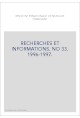NUMERO 33 : RECHERCHES ET INFORMATIONS 1991-1997.