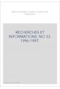 NUMERO 33 : RECHERCHES ET INFORMATIONS 1991-1997.