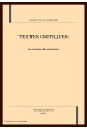 TEXTES CRITIQUES. LES RAISONS DU SENTIMENT.