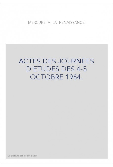 ACTES DES JOURNEES D'ETUDES DES 4-5 OCTOBRE 1984.