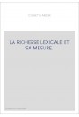 LA RICHESSE LEXICALE ET SA MESURE.