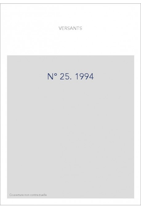 REVUE SUISSE DES LITTERATURES ROMANES. NO 25.