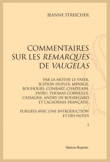 COMMENTAIRES REMARQUES VAUGELAS