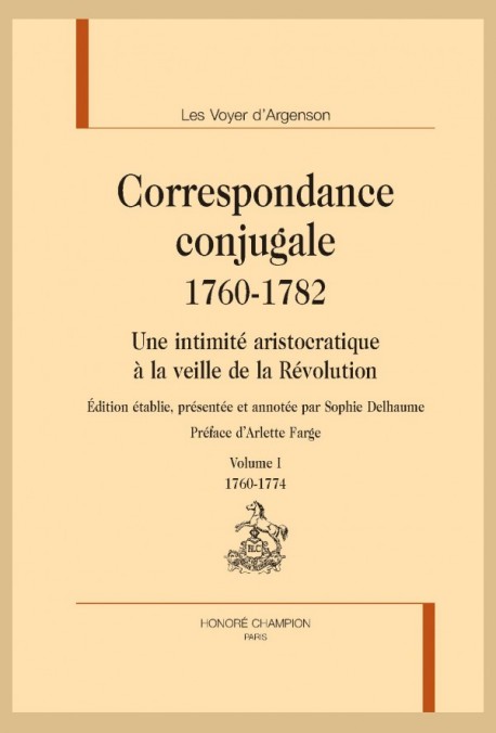 CORRESPONDANCE CONJUGALE (1760-1782)