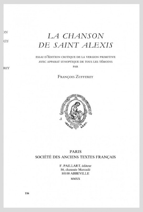 LA CHANSON DE SAINT ALEXIS