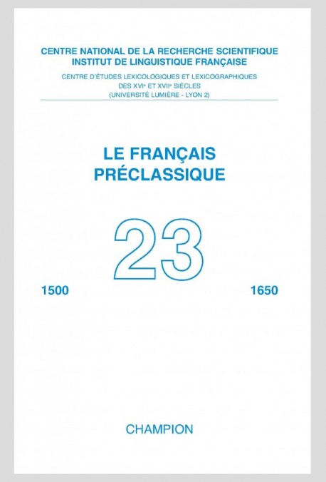 LE FRANÇAIS PRÉCLASSIQUE 23