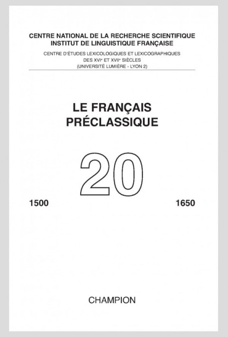 LE FRANÇAIS PRÉCLASSIQUE 20