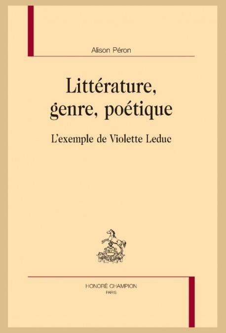 LITTÉRATURE, GENRE, POÉTIQUE