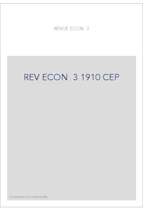 REVUE D'HISTOIRE ECONOMIQUE ET SOCIALE T3 (1910)