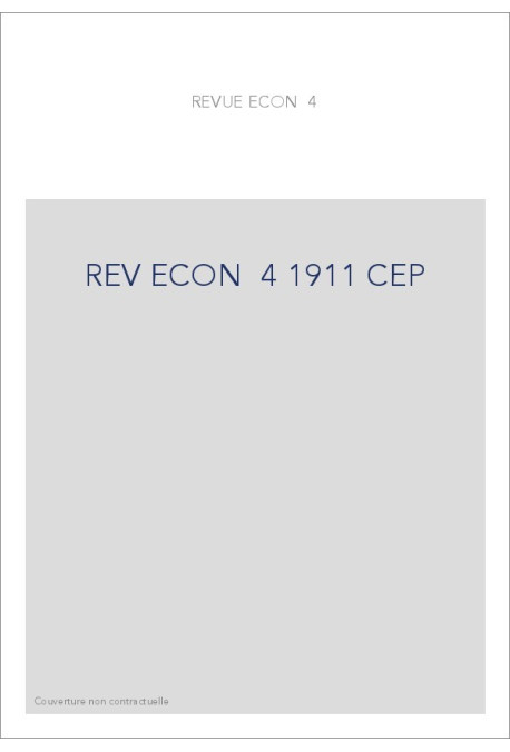 REVUE D'HISTOIRE ECONOMIQUE ET SOCIALE T4 (1911)