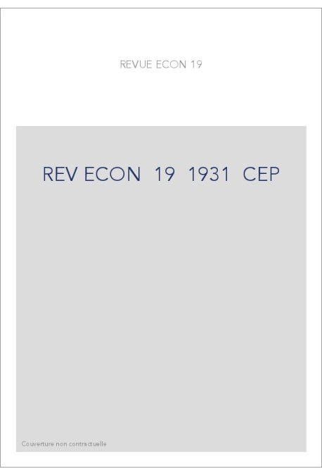 REVUE D'HISTOIRE ECONOMIQUE ET SOCIALE T19(1931)