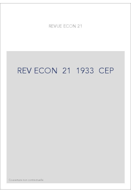 REVUE D'HISTOIRE ECONOMIQUE ET SOCIALE T21(1933)