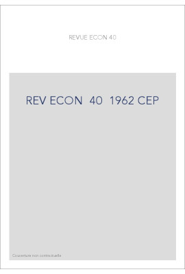 REVUE D'HISTOIRE ECONOMIQUE ET SOCIALE T40(1962)