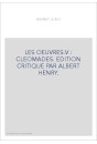 LES OEUVRES.V : CLEOMADES. EDITION CRITIQUE PAR ALBERT HENRY.