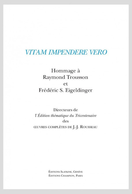VITAM IMPENDERE VERO