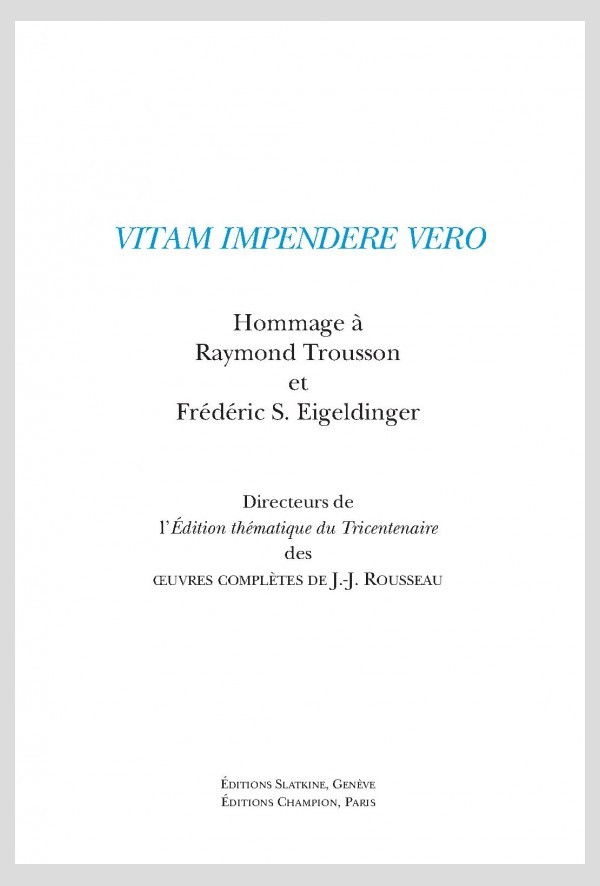 VITAM IMPENDERE VERO